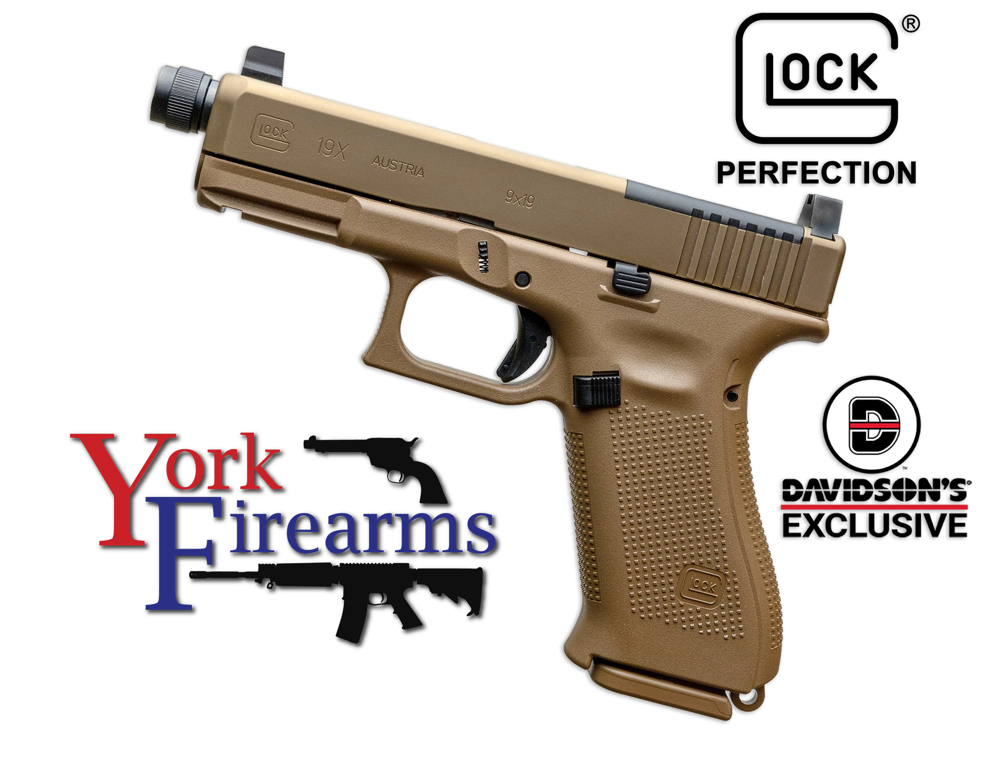 Glock 19X G5 MOS 9mm 19rd Optic Ready Threaded Handgun NEW ...